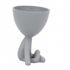 Vaso em Poliresina Bob Sentado 14x11x9,5cm Cinza Mart
