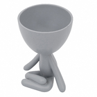 Vaso em Poliresina Bob Sentado 14x11x9,5cm Cinza Mart