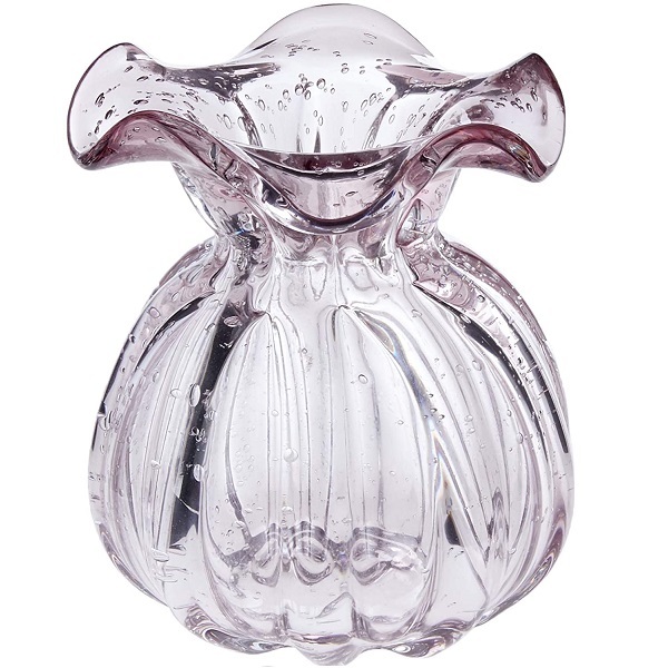 Vaso Em Vidro Italy Murano 10x11cm Rosa Claro Lyor 4252