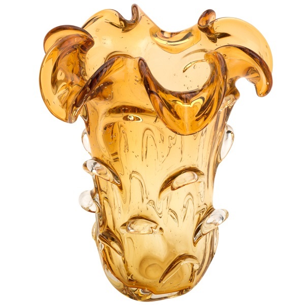 Vaso Em Vidro Italy Murano 18 X 24cm Ambar Lyor 4257