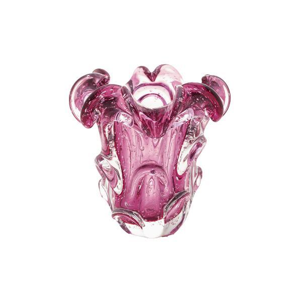 Vaso Em Vidro Lyor Italy 13x14 5cm Rosa
