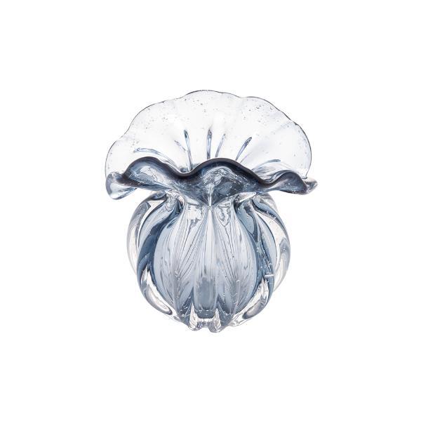 Vaso Em Vidro Lyor Italy 15x13x16cm Azul