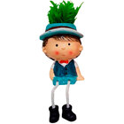 Vaso Enfeite De Cerâmica Menino Chapéu Azul Claro 12x10x8 Cm