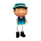 Vaso Enfeite De Cerâmica Menino Chapéu Azul Claro 12x10x8 Cm