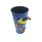 Vaso Enfeite Jardim Quintal Varanda Passaro Flor De Ferro Azul