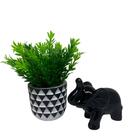 Vaso Estampa Triângulo E Elefante Preto De Cerâmica