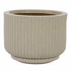 Vaso Plástico Flora Areia 30x22cm com Prato Naterial