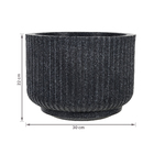 Vaso Plástico Flora Preto Mármore 30x22cm com Prato Naterial