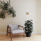 Vaso Plástico Flora Preto Mármore 30x22cm com Prato Naterial