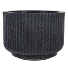 Vaso Plástico Flora Preto Mármore 30x22cm com Prato Naterial