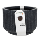 Vaso Plástico Flora Preto Mármore 30x22cm com Prato Naterial