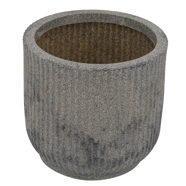 Vaso Plástico Flora Preto Mármore 33x32cm com Prato Naterial