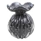 Vaso Frufru Cinza Grafite Cristal Murano São Marcos 10x14cm 3