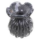 Vaso Frufru Cinza Grafite Cristal Murano São Marcos 10x14cm 3