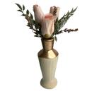 Vaso Garrafa Bege E Cobre De Cerâmica Moderno Com Arranjo