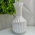 Vaso Garrafa Branco Holográfico De Cerâmica Trabalhado