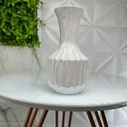 Vaso Garrafa Branco Holográfico De Cerâmica Trabalhado