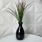 Vaso Garrafa Preto Cerâmico Decorativo Moderno Com Planta