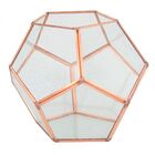 Vaso Geometrica De Metal E Vidro Rose 18 5cm X 18 5cm X 15 5