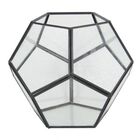 Vaso Geometrico De Metal E Vidro Preta 14cm X 14cm X 12cm