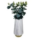 Vaso Grande Alto Luxo Marmorizado Com Base Dourada E Planta