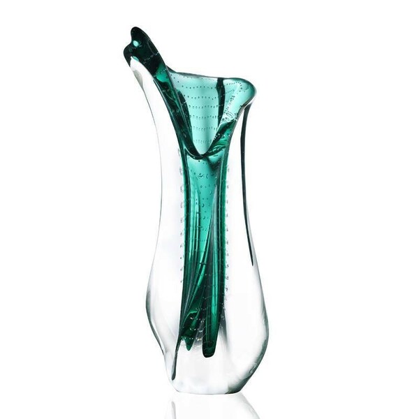Vaso Grande De Murano São Marcos - Cristal Verde Esmeralda