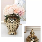 Vaso Grande Dourado Decorativo Porcelana Chinesa 37x19