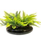 Vaso Ikebana Preto Médio De Cerâmica Moderno Com Planta