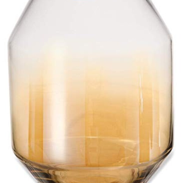 Vaso Lanterna Castiçal Ambar Em Vidro Cdp