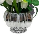 Vaso Luxo Prata Centro De Mesa Com Orquídea Artificial