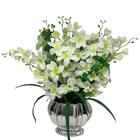 Vaso Luxo Prata Centro De Mesa Com Orquídea Artificial