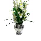Vaso Luxo Prata Centro De Mesa Com Orquídea Artificial