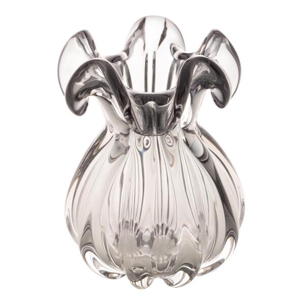 Vaso Lyor Italy De Vidro Cinza 13cm X 17cm