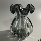 Vaso Lyor Italy De Vidro Cinza 13cm X 17cm