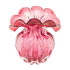 Vaso Lyor Italy De Vidro Rosa E Dourado 15cm X 13cm X 16cm