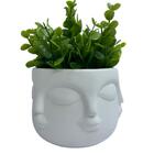 Vaso Máscara Branco De Cerâmica Trabalhado Decorativo