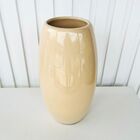 Vaso Médio Na Cor Bege Claro Liso Centro De Mesa Moderno