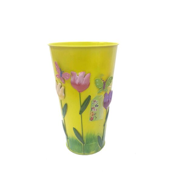 Vaso Metal Enfeite Jardim Quintal Varanda Borboleta Flor Amar
