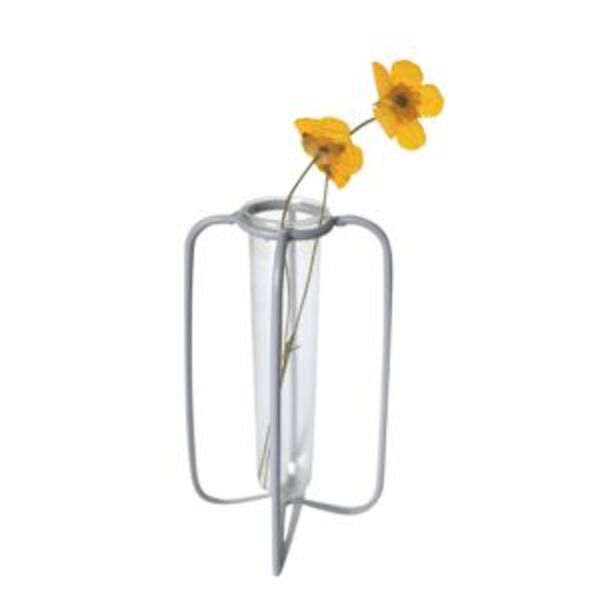 Vaso Metal/vidro Aramado Cinza Gde 9 X 9 X 28 5 Cm