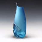 Vaso Murano Decorativo Azul Brilhante Com Fosco 40 X 15