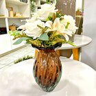 Vaso Murano Decorativo De Cristal Aerado Marrom Artesanal