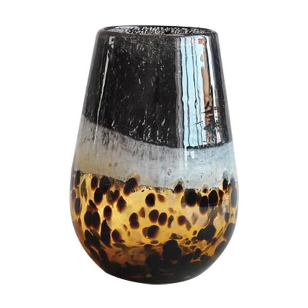 Vaso Murano L'hermitage Cor Preta E Dourada 15x21 Cm - 28041