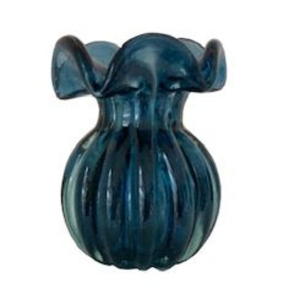 Vaso Murano Trouxinha Azul Petróleo Decoração Ambiente 13 X 1