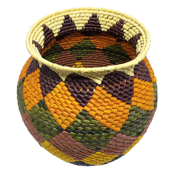 Vaso Palha De Tucumã Colorida - Mod. 3