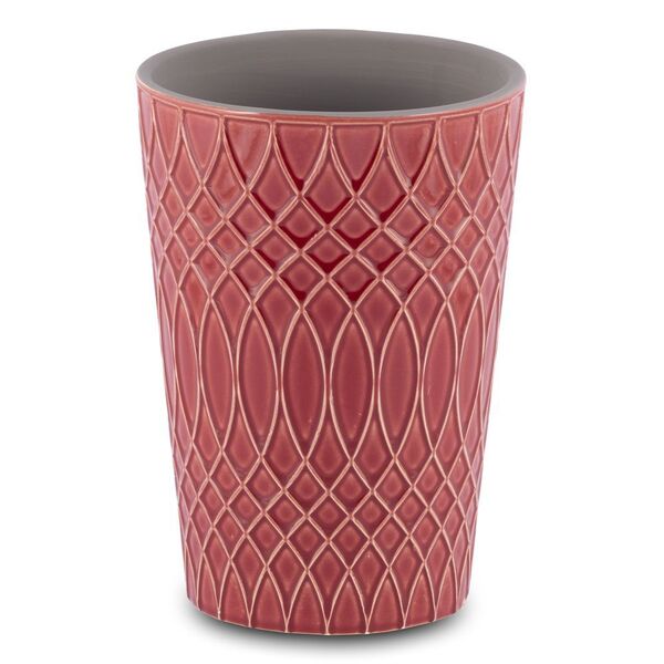Vaso Para Flores Em Cerâmica Vermelho 13 5x19cm Decoração