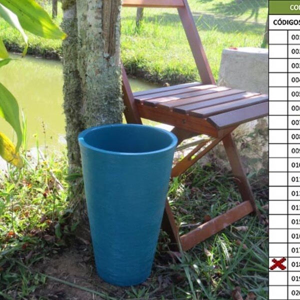 Vaso Planta 35x25 Redondo Cônico Cachepot  Polietileno - Azul