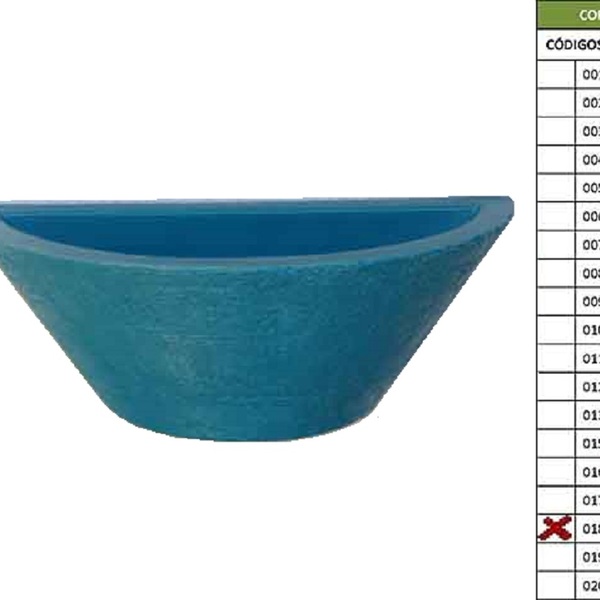 Vaso Planta 40x15 Parede Polietileno - Azul Turquesa 018