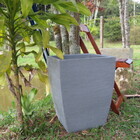 Vaso Planta 45x35 Moderno Trapézio Polietileno - Cinza Ciment