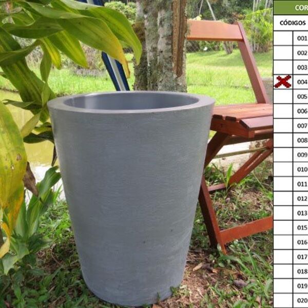 Vaso Planta 50x40 Redondo Cônico Polietileno - Cinza Cimento