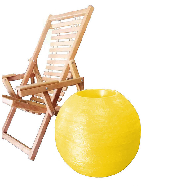 Vaso Planta 60x60 Esférico Rústico Polietileno - Amarelo Gira